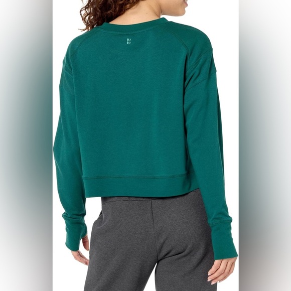 Sweaty Betty After Class Crop Green Activewear Sweatshirt Size Medium - Picture 1 of 5